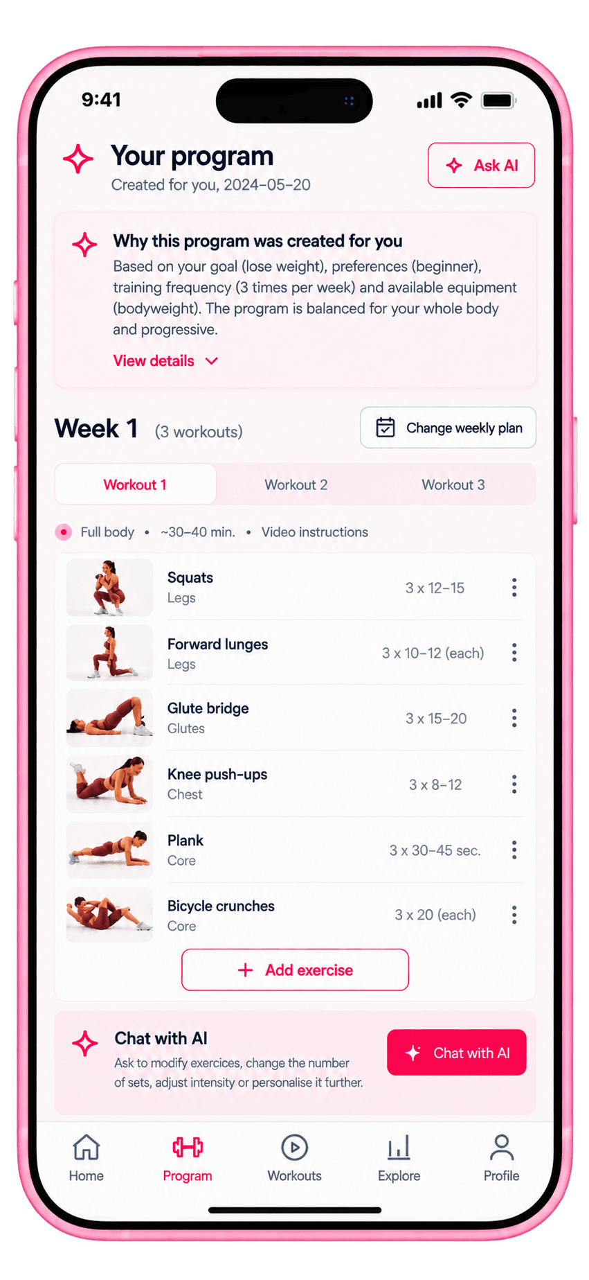 Kjut app - asmeninė treniruočių programa