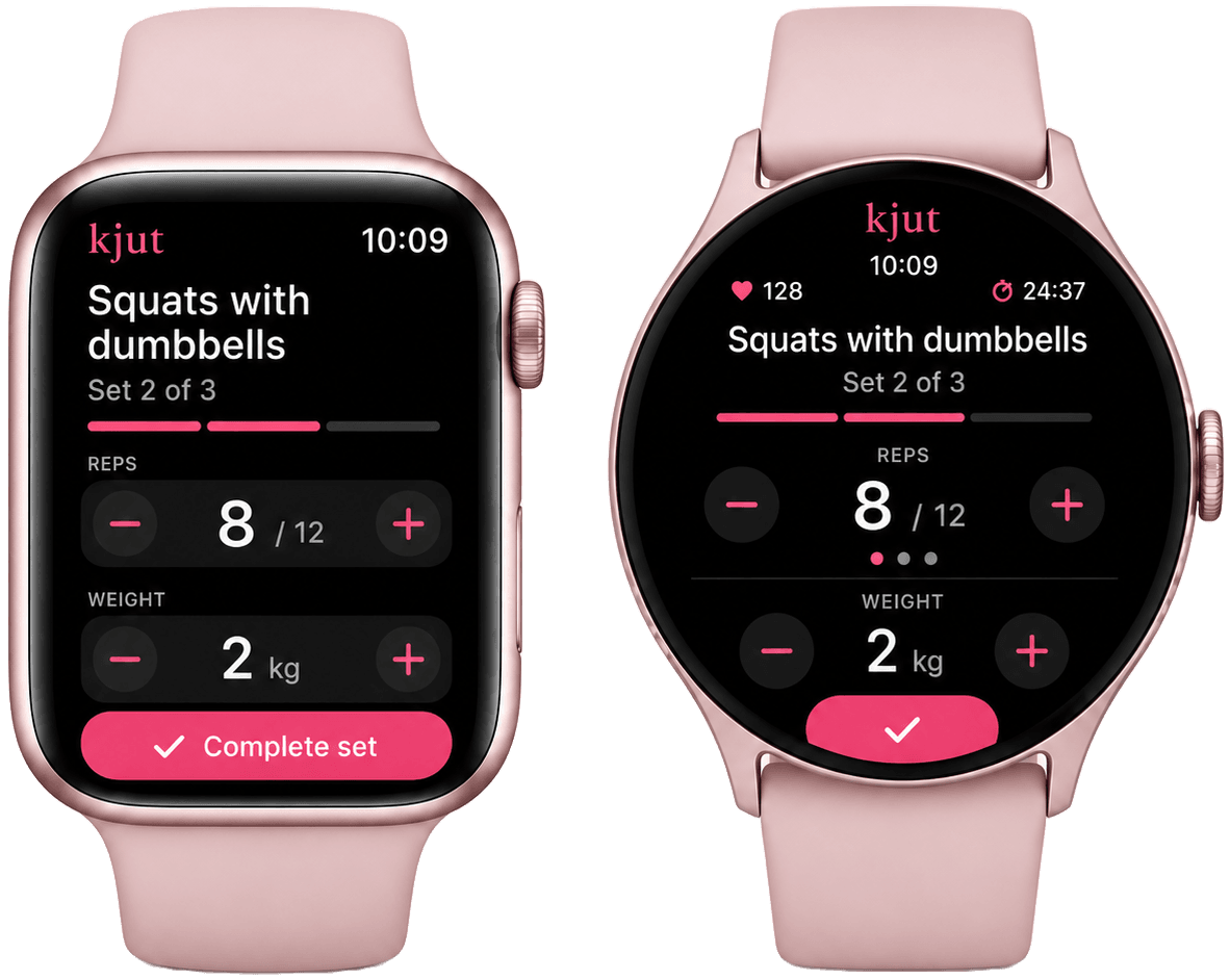 Kjut app - integracija su Apple Watch ir Android laikrodžiais